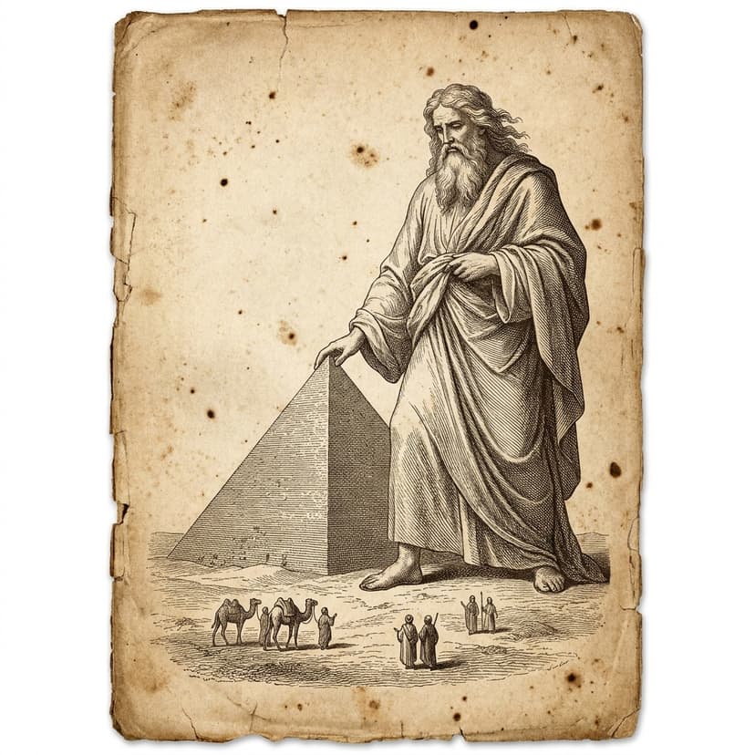 Winning ad creative: engraving of a giant beside the pyramid at Giza